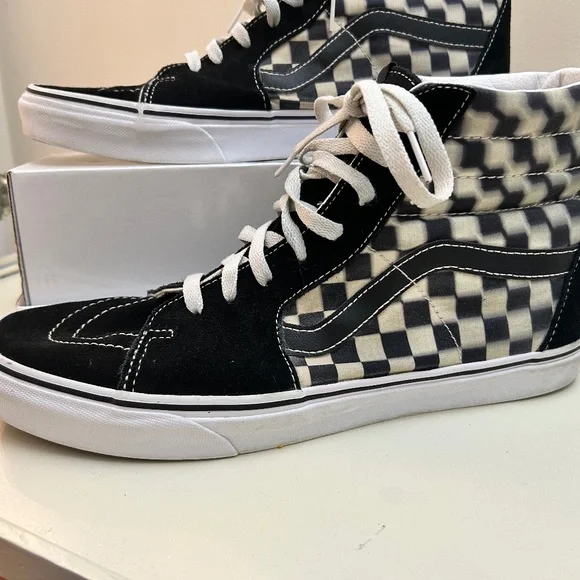 Vans sk8 Hi Blur Check Black White Checkerboard Unisex Shoes  size 11.5 or 10 - Picture 5 of 8